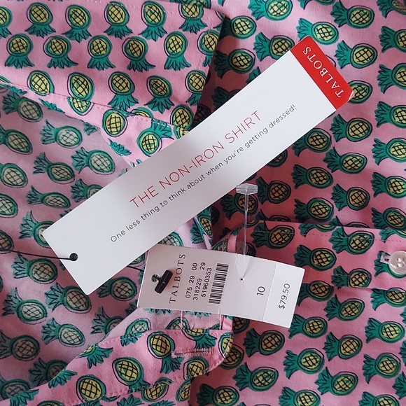 NWT Talbots Women's Sleeveless Button Down Non- Iron Shirt, Size 10,Pink - Picture 4 of 8